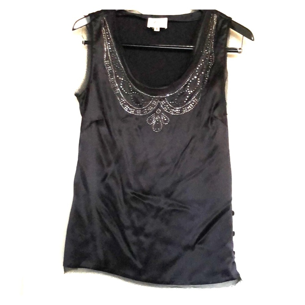 Milly sleeveless black silk top with sequins